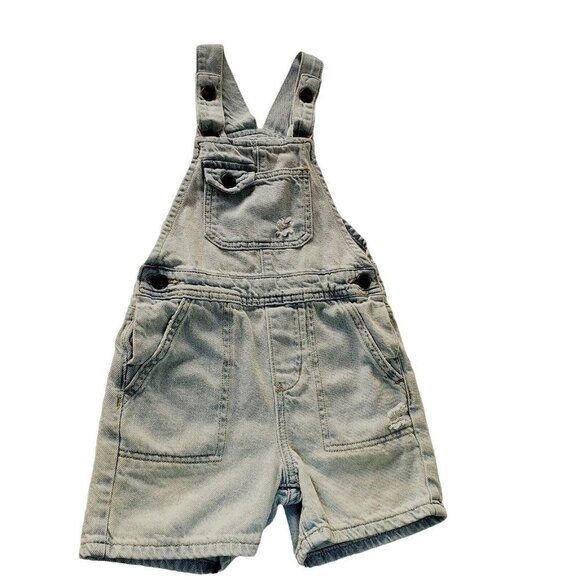 Cotton On Denim Bib Romper Kids Adjust Straps Distress Light Wash Unisex Size 6 - Picture 3 of 10